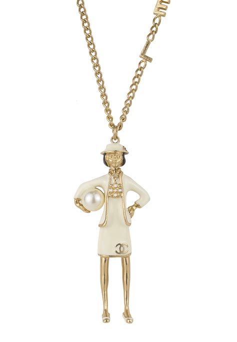 Chanel miniature Coco Chanel figurine necklace 